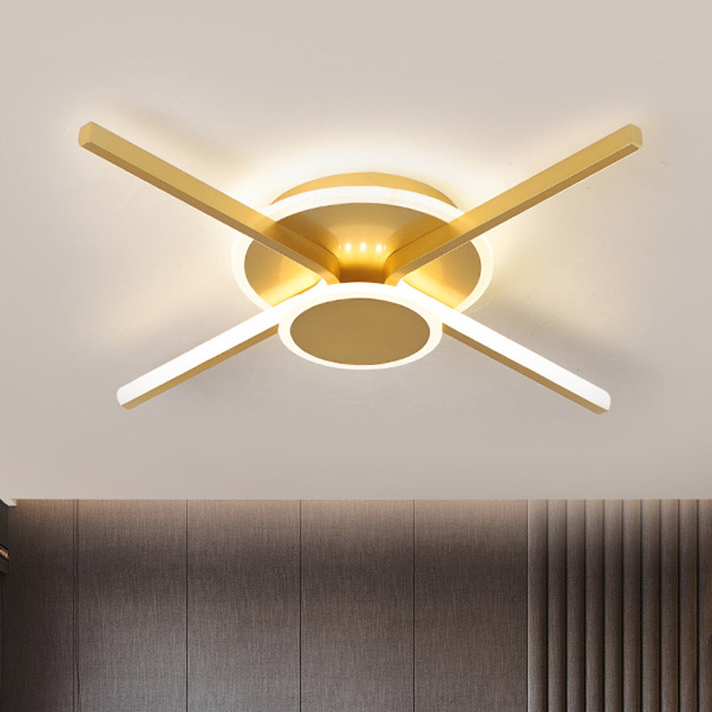 Minimalist Ray Shaped Flushmount Lighting Metallic Hotel LED Ceiling Mounted Lamp in Warm/White Light, 19.5"/24.5" Wide Clearhalo 'Ceiling Lights' 'Close To Ceiling Lights' 'Close to ceiling' 'Flush mount' Lighting' 1459621