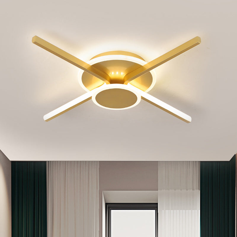 Minimalist Ray Shaped Flushmount Lighting Metallic Hotel LED Ceiling Mounted Lamp in Warm/White Light, 19.5"/24.5" Wide Gold Clearhalo 'Ceiling Lights' 'Close To Ceiling Lights' 'Close to ceiling' 'Flush mount' Lighting' 1459622