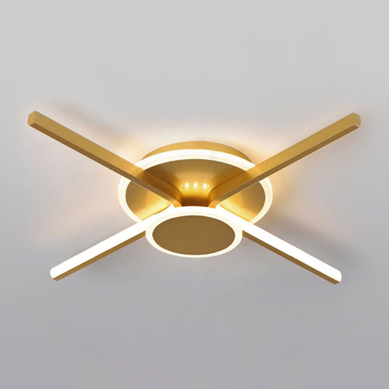 Minimalist Ray Shaped Flushmount Lighting Metallic Hotel LED Ceiling Mounted Lamp in Warm/White Light, 19.5"/24.5" Wide Clearhalo 'Ceiling Lights' 'Close To Ceiling Lights' 'Close to ceiling' 'Flush mount' Lighting' 1459624