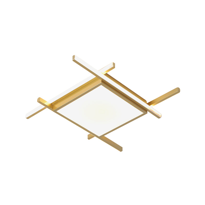 Aluminum Square Flush-Mount Light Fixture Modernism Gold Finish 18"/23" Wide LED Ceiling Lighting in Warm/White Light Clearhalo 'Ceiling Lights' 'Close To Ceiling Lights' 'Close to ceiling' 'Flush mount' Lighting' 1459630