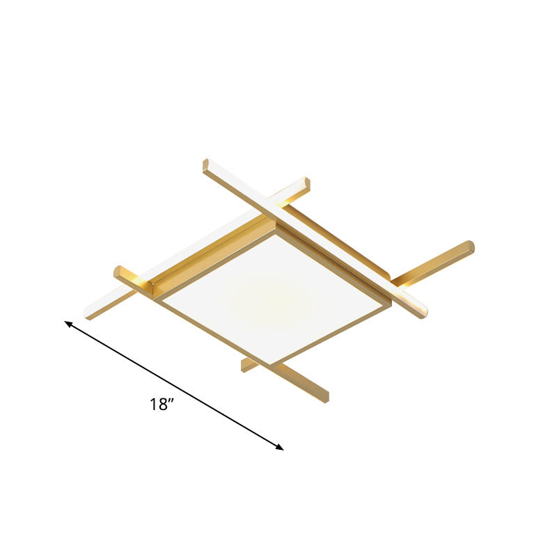 Aluminum Square Flush-Mount Light Fixture Modernism Gold Finish 18"/23" Wide LED Ceiling Lighting in Warm/White Light Clearhalo 'Ceiling Lights' 'Close To Ceiling Lights' 'Close to ceiling' 'Flush mount' Lighting' 1459631