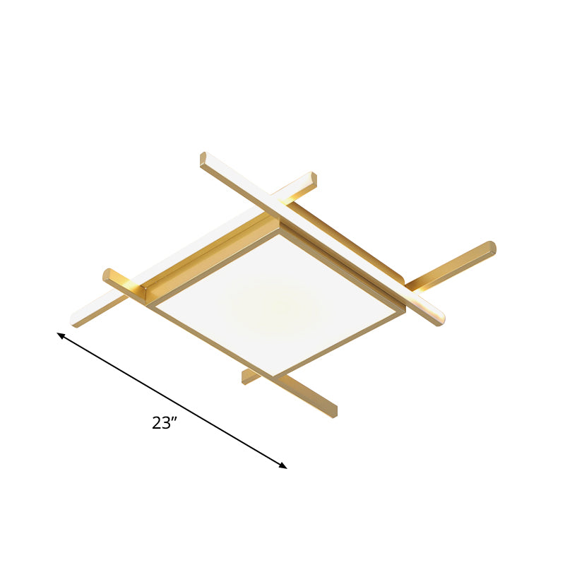 Aluminum Square Flush-Mount Light Fixture Modernism Gold Finish 18"/23" Wide LED Ceiling Lighting in Warm/White Light Clearhalo 'Ceiling Lights' 'Close To Ceiling Lights' 'Close to ceiling' 'Flush mount' Lighting' 1459632