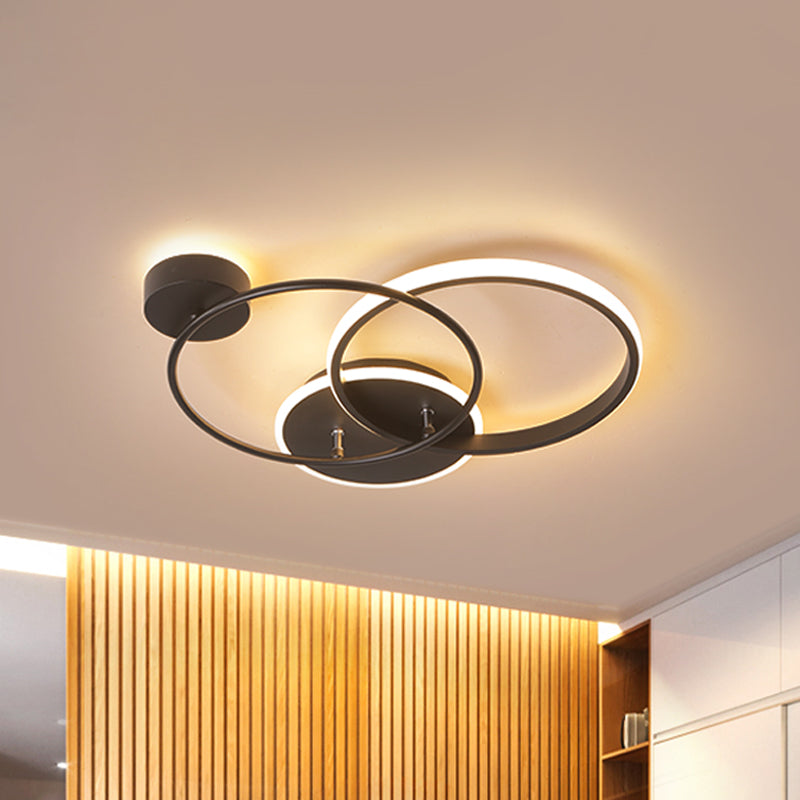 Metal Crossed Circular Ceiling Lamp Modernism Black LED Flush Mount Light in Warm/White Light, 16.5"/20.5" Length Clearhalo 'Ceiling Lights' 'Close To Ceiling Lights' 'Close to ceiling' 'Flush mount' Lighting' 1459639