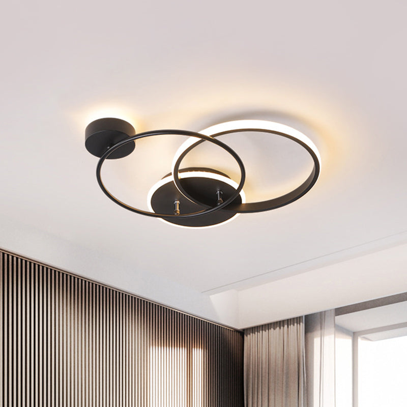 Metal Crossed Circular Ceiling Lamp Modernism Black LED Flush Mount Light in Warm/White Light, 16.5"/20.5" Length Black Clearhalo 'Ceiling Lights' 'Close To Ceiling Lights' 'Close to ceiling' 'Flush mount' Lighting' 1459640