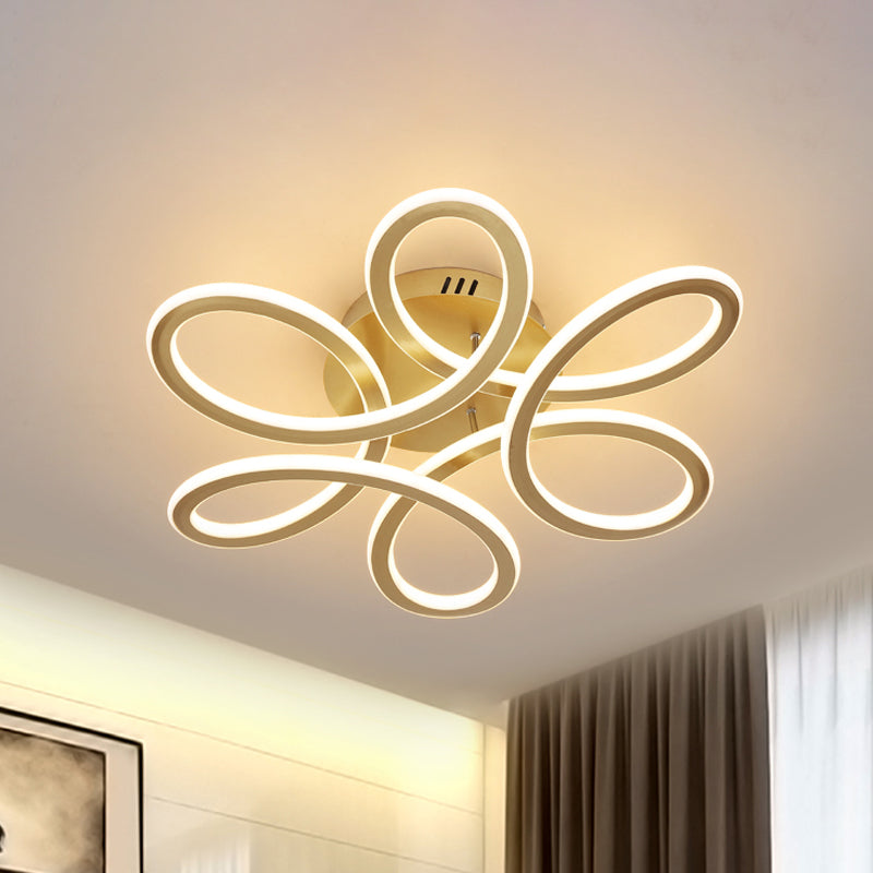 Modern Blooming Acrylic Ceiling Light LED Flush Mount Recessed Lighting in Gold/Coffee for Bedroom, Warm/White Light Clearhalo 'Ceiling Lights' 'Close To Ceiling Lights' 'Close to ceiling' Lighting' 1459645