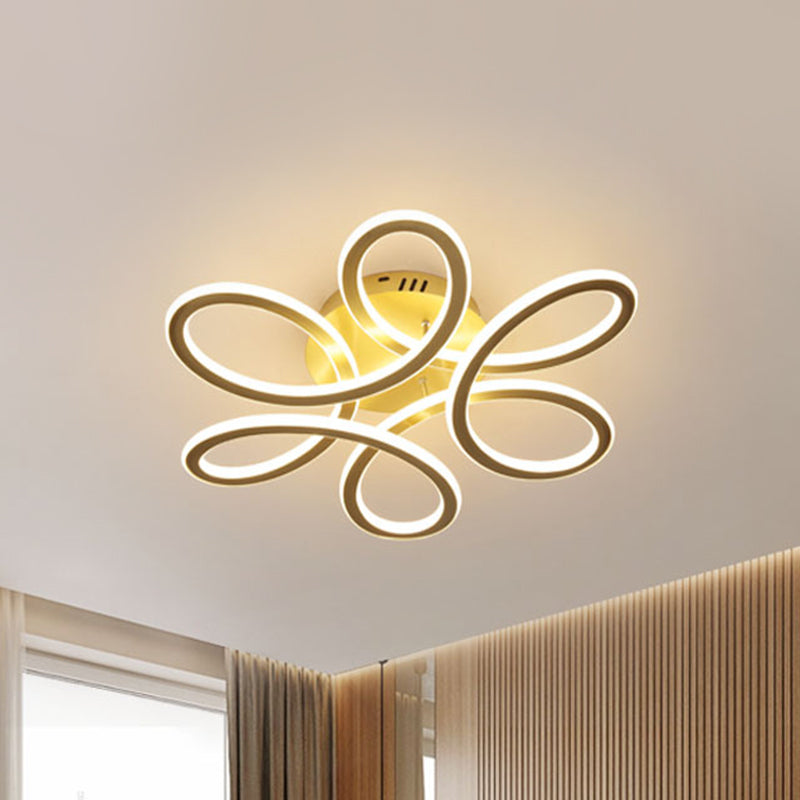 Modern Blooming Acrylic Ceiling Light LED Flush Mount Recessed Lighting in Gold/Coffee for Bedroom, Warm/White Light Gold Clearhalo 'Ceiling Lights' 'Close To Ceiling Lights' 'Close to ceiling' Lighting' 1459646