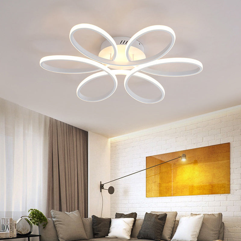 White Blossom Flush-Mount Light Fixture Modern Acrylic 23/29 Inches Wide LED Ceiling Lamp in Warm/White Light for Living Room White Clearhalo 'Ceiling Lights' 'Close To Ceiling Lights' 'Close to ceiling' 'Flush mount' Lighting' 1459671