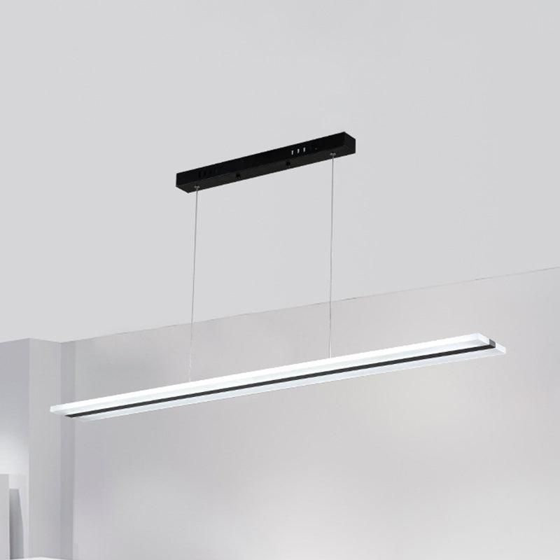 Acrylic Linear Hanging Pendant Minimalism Black LED Ceiling Suspension Lamp in Warm/White/Natural Light Black Clearhalo 'Ceiling Lights' 'Modern Pendants' 'Modern' 'Pendant Lights' 'Pendants' Lighting' 1459682