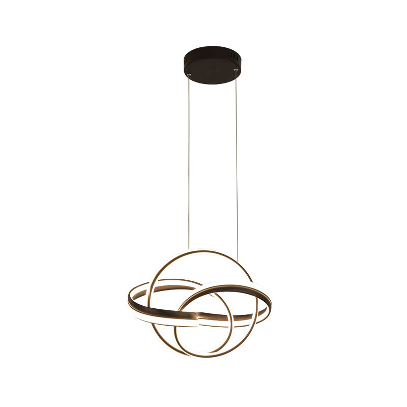 Modern Cycle Acrylic Drop Lamp Integrated LED Chandelier Light Fixture in White/Coffee over Table Clearhalo 'Ceiling Lights' 'Chandeliers' 'Modern Chandeliers' 'Modern' Lighting' 1459689