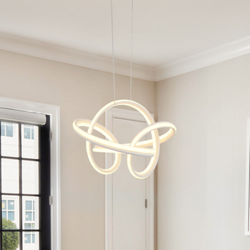 Modern Cycle Acrylic Drop Lamp Integrated LED Chandelier Light Fixture in White/Coffee over Table White Clearhalo 'Ceiling Lights' 'Chandeliers' 'Modern Chandeliers' 'Modern' Lighting' 1459692