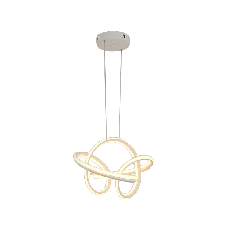 Modern Cycle Acrylic Drop Lamp Integrated LED Chandelier Light Fixture in White/Coffee over Table Clearhalo 'Ceiling Lights' 'Chandeliers' 'Modern Chandeliers' 'Modern' Lighting' 1459693