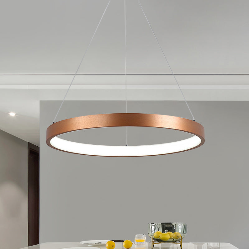 1/2/3-Tier Hoop Dinette Chandelier Metallic Minimalist LED Ceiling Pendant Light in Gold, Warm/White Light Clearhalo 'Ceiling Lights' 'Chandeliers' 'Modern Chandeliers' 'Modern' Lighting' 1459695