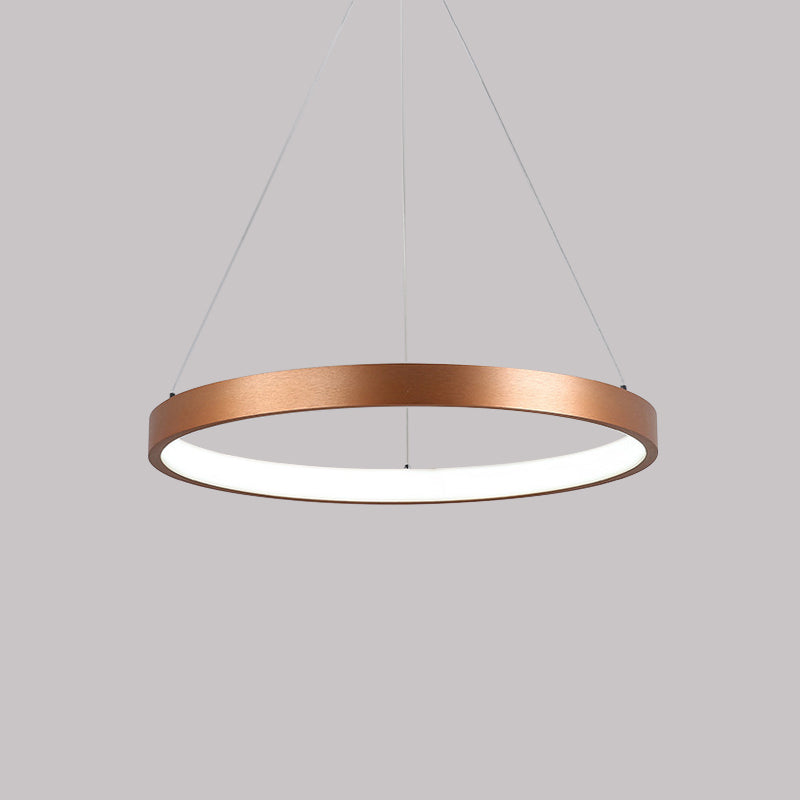 1/2/3-Tier Hoop Dinette Chandelier Metallic Minimalist LED Ceiling Pendant Light in Gold, Warm/White Light Clearhalo 'Ceiling Lights' 'Chandeliers' 'Modern Chandeliers' 'Modern' Lighting' 1459698