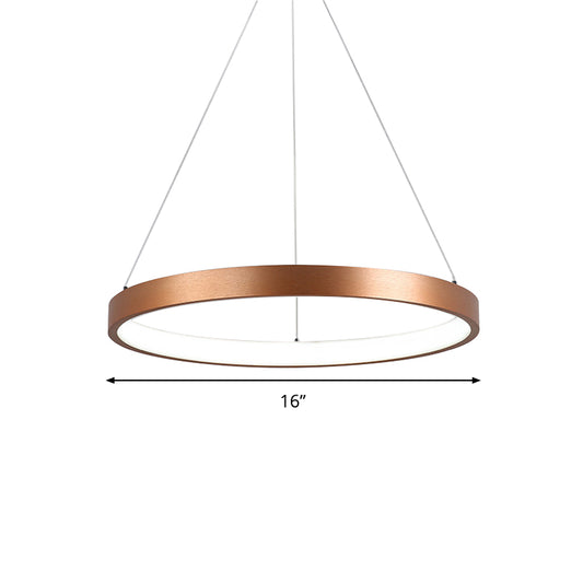 1/2/3-Tier Hoop Dinette Chandelier Metallic Minimalist LED Ceiling Pendant Light in Gold, Warm/White Light Clearhalo 'Ceiling Lights' 'Chandeliers' 'Modern Chandeliers' 'Modern' Lighting' 1459699
