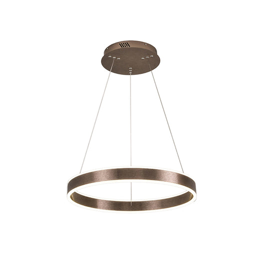 Modern Elegant LED Chandelier Acrylic Coffee 1/2/3-Tier Loop Pendant Lighting with Height Adjustable Design, Warm/White Light Clearhalo 'Ceiling Lights' 'Chandeliers' 'Modern Chandeliers' 'Modern' Lighting' 1459712