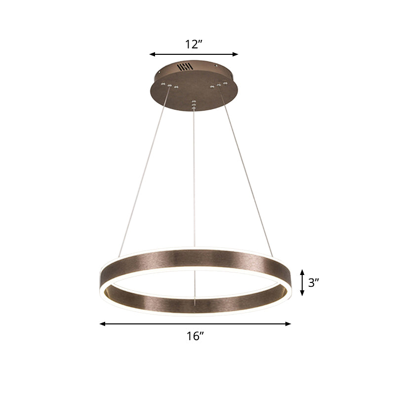 Modern Elegant LED Chandelier Acrylic Coffee 1/2/3-Tier Loop Pendant Lighting with Height Adjustable Design, Warm/White Light Clearhalo 'Ceiling Lights' 'Chandeliers' 'Modern Chandeliers' 'Modern' Lighting' 1459714