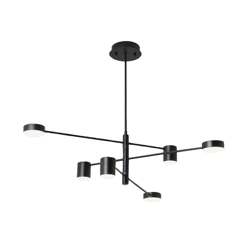 Black/White 3/4-Tier Straight Arm Pendant Modern Iron 6/8 Bulbs LED Chandelier Light in Warm/White Light with Rotatable Design, 23.5"/27" W Clearhalo 'Ceiling Lights' 'Chandeliers' 'Modern Chandeliers' 'Modern' Lighting' 1459737