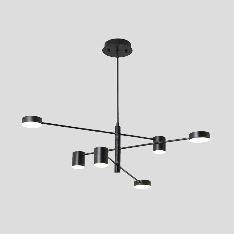 Black/White 3/4-Tier Straight Arm Pendant Modern Iron 6/8 Bulbs LED Chandelier Light in Warm/White Light with Rotatable Design, 23.5"/27" W Clearhalo 'Ceiling Lights' 'Chandeliers' 'Modern Chandeliers' 'Modern' Lighting' 1459738