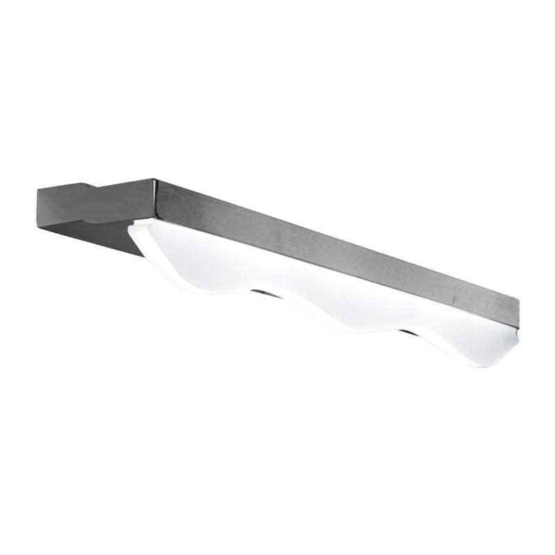 Linear Vanity Lighting Modernism Metal LED Stainless Steel Wall Mount Light with Acrylic Wave Shade, 17"/21" Width Clearhalo 'Cast Iron' 'Glass' 'Industrial' 'Modern wall lights' 'Modern' 'Tiffany' 'Traditional wall lights' 'Vanity Lights' 'Wall Lights' Lighting' 145974