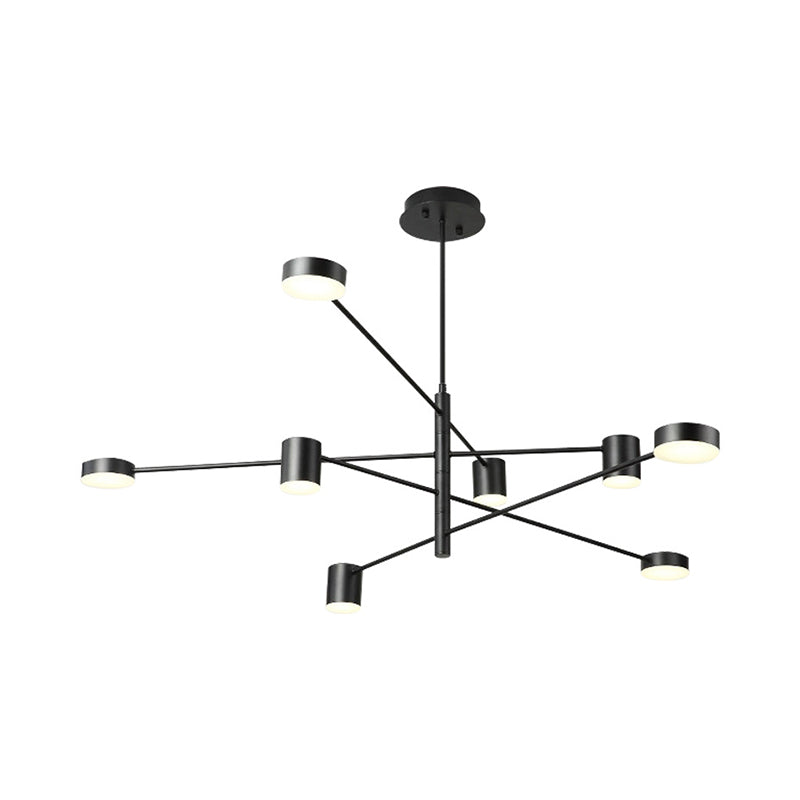 Black/White 3/4-Tier Straight Arm Pendant Modern Iron 6/8 Bulbs LED Chandelier Light in Warm/White Light with Rotatable Design, 23.5"/27" W Clearhalo 'Ceiling Lights' 'Chandeliers' 'Modern Chandeliers' 'Modern' Lighting' 1459743