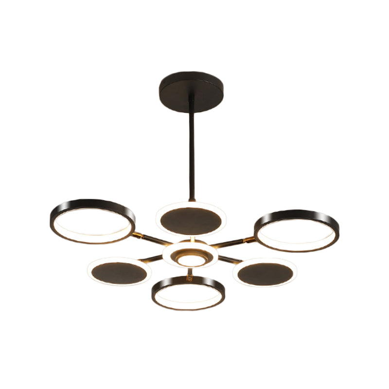 Adjustable Loop Metal Chandelier Lamp Contemporary Black/Gold 6 Bulbs LED Ceiling Pendant Light for Dining Room Clearhalo 'Ceiling Lights' 'Chandeliers' 'Modern Chandeliers' 'Modern' Lighting' 1459755