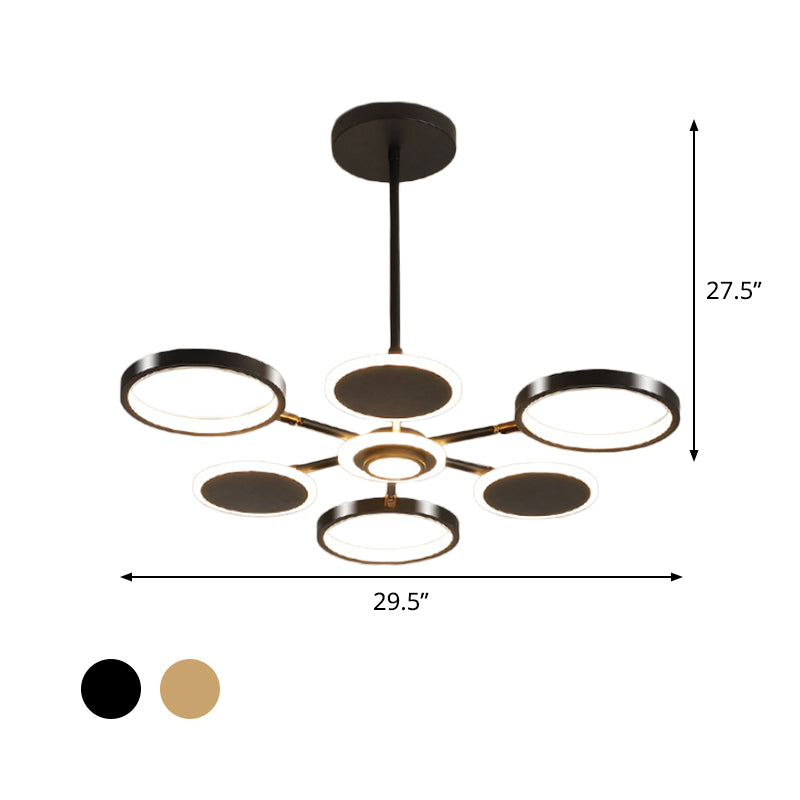 Adjustable Loop Metal Chandelier Lamp Contemporary Black/Gold 6 Bulbs LED Ceiling Pendant Light for Dining Room Clearhalo 'Ceiling Lights' 'Chandeliers' 'Modern Chandeliers' 'Modern' Lighting' 1459757