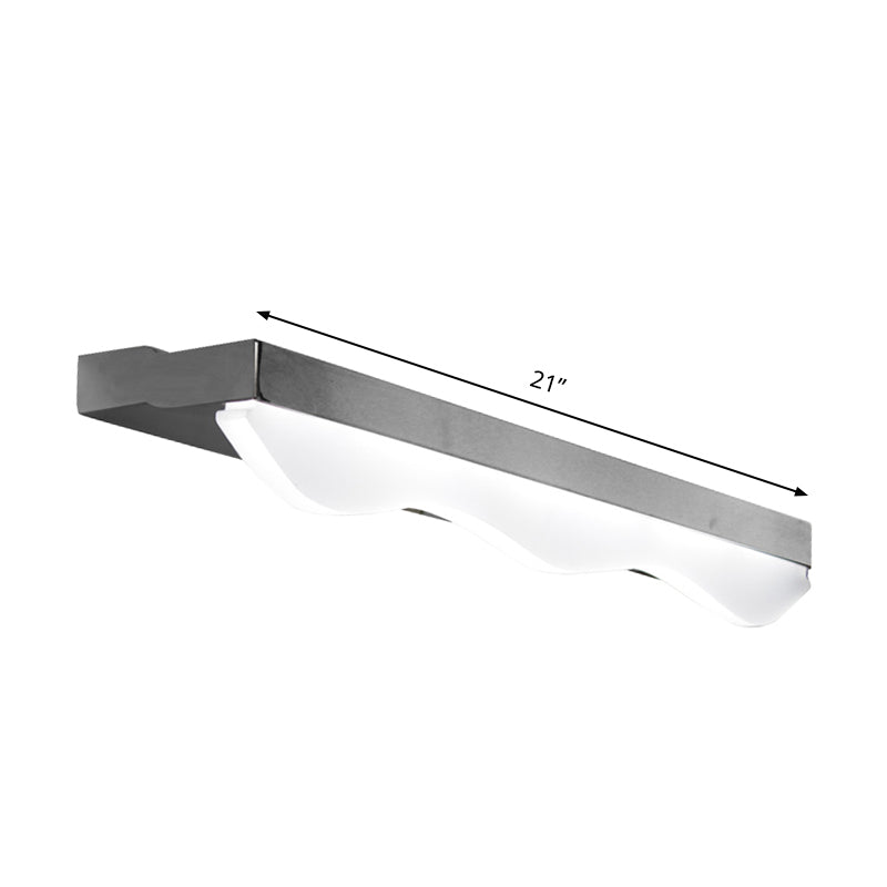 Linear Vanity Lighting Modernism Metal LED Stainless Steel Wall Mount Light with Acrylic Wave Shade, 17"/21" Width Clearhalo 'Cast Iron' 'Glass' 'Industrial' 'Modern wall lights' 'Modern' 'Tiffany' 'Traditional wall lights' 'Vanity Lights' 'Wall Lights' Lighting' 145976