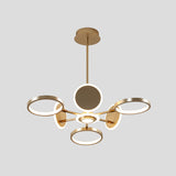 Adjustable Loop Metal Chandelier Lamp Contemporary Black/Gold 6 Bulbs LED Ceiling Pendant Light for Dining Room Clearhalo 'Ceiling Lights' 'Chandeliers' 'Modern Chandeliers' 'Modern' Lighting' 1459761