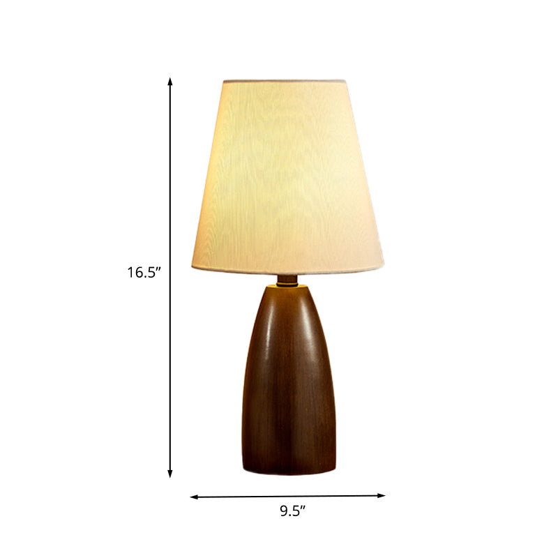 Resin Jar Night Stand Lamp Nordic Single Bulb Brown Table Light with Deep Cone Fabric Shade Clearhalo 'Lamps' 'Table Lamps' Lighting' 1460091