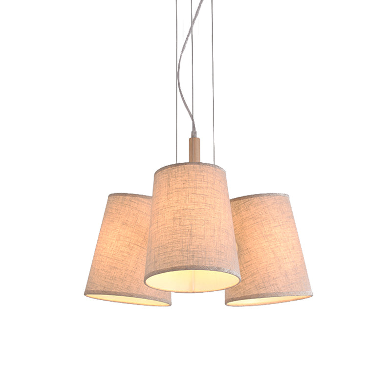 Nordic 3-Light Cluster Pendant Flaxen Barrel Shaped Hanging Ceiling Light with Fabric Shade for Dining Room Clearhalo 'Ceiling Lights' 'Modern Pendants' 'Modern' 'Pendant Lights' 'Pendants' Lighting' 1460100