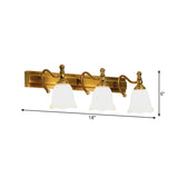 2/3 Heads Wall Vanity Light Colonial Bathroom Wall Lamp with Flower Opal Glass Shade in Gold Clearhalo 'Vanity Lights' 'Wall Lights' Lighting' 1460395