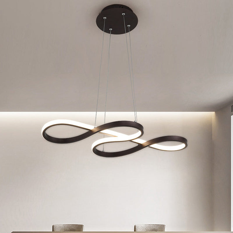 Meandering Aluminum LED Pendant Lamp Minimalist Black/White Chandelier Light Fixture, 24.5/31.5 Inches Wide Clearhalo 'Ceiling Lights' 'Chandeliers' 'Modern Chandeliers' 'Modern' Lighting' 1460424