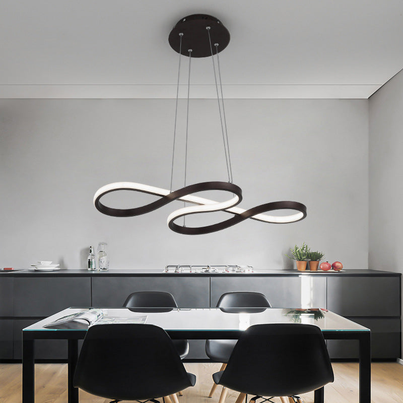 Meandering Aluminum LED Pendant Lamp Minimalist Black/White Chandelier Light Fixture, 24.5/31.5 Inches Wide Black Clearhalo 'Ceiling Lights' 'Chandeliers' 'Modern Chandeliers' 'Modern' Lighting' 1460425