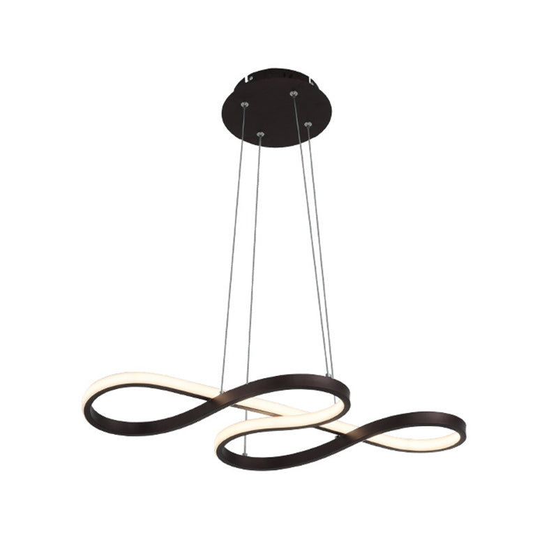 Meandering Aluminum LED Pendant Lamp Minimalist Black/White Chandelier Light Fixture, 24.5/31.5 Inches Wide Clearhalo 'Ceiling Lights' 'Chandeliers' 'Modern Chandeliers' 'Modern' Lighting' 1460426
