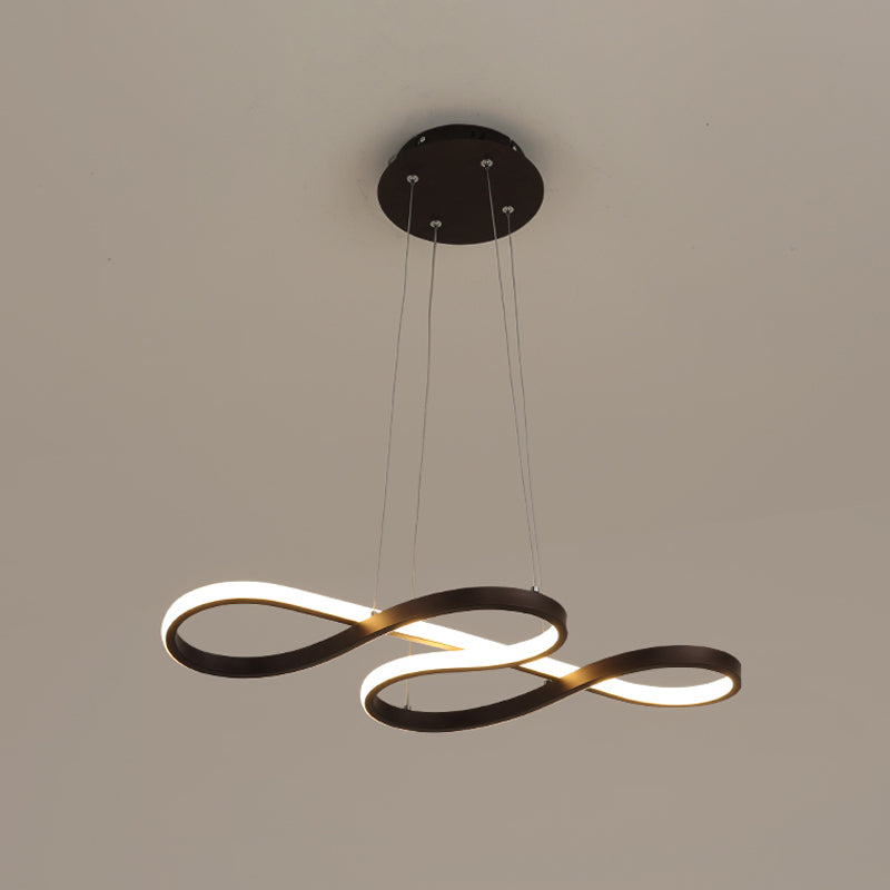 Meandering Aluminum LED Pendant Lamp Minimalist Black/White Chandelier Light Fixture, 24.5/31.5 Inches Wide Clearhalo 'Ceiling Lights' 'Chandeliers' 'Modern Chandeliers' 'Modern' Lighting' 1460427