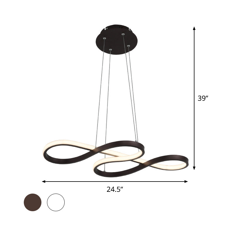 Meandering Aluminum LED Pendant Lamp Minimalist Black/White Chandelier Light Fixture, 24.5/31.5 Inches Wide Clearhalo 'Ceiling Lights' 'Chandeliers' 'Modern Chandeliers' 'Modern' Lighting' 1460428