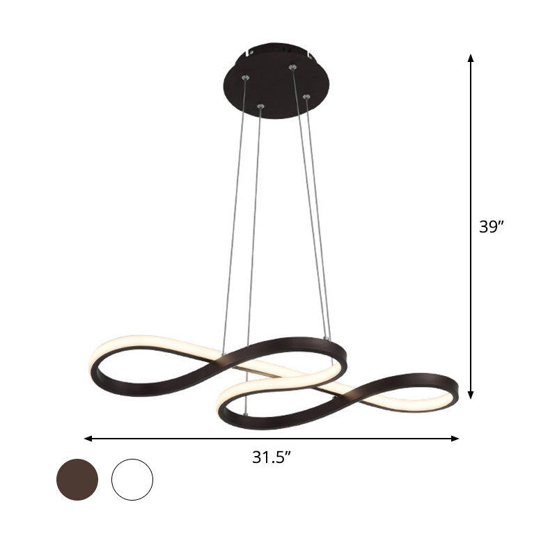 Meandering Aluminum LED Pendant Lamp Minimalist Black/White Chandelier Light Fixture, 24.5/31.5 Inches Wide Clearhalo 'Ceiling Lights' 'Chandeliers' 'Modern Chandeliers' 'Modern' Lighting' 1460429