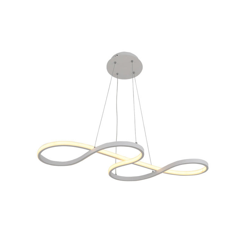 Meandering Aluminum LED Pendant Lamp Minimalist Black/White Chandelier Light Fixture, 24.5/31.5 Inches Wide Clearhalo 'Ceiling Lights' 'Chandeliers' 'Modern Chandeliers' 'Modern' Lighting' 1460432
