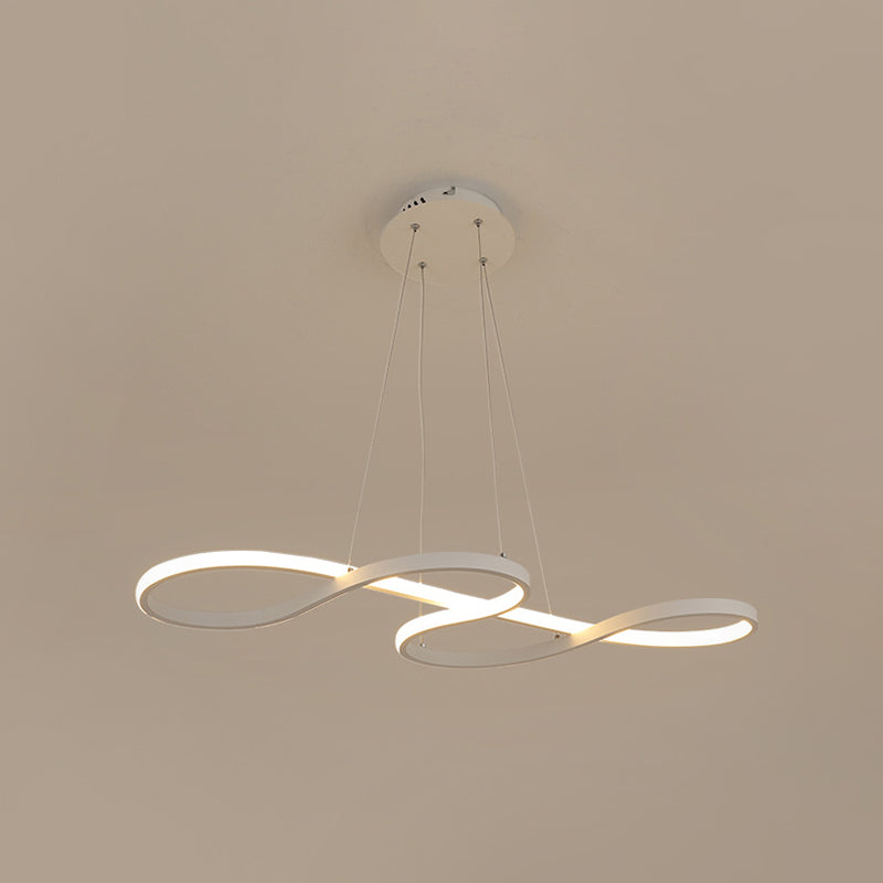 Meandering Aluminum LED Pendant Lamp Minimalist Black/White Chandelier Light Fixture, 24.5/31.5 Inches Wide Clearhalo 'Ceiling Lights' 'Chandeliers' 'Modern Chandeliers' 'Modern' Lighting' 1460433