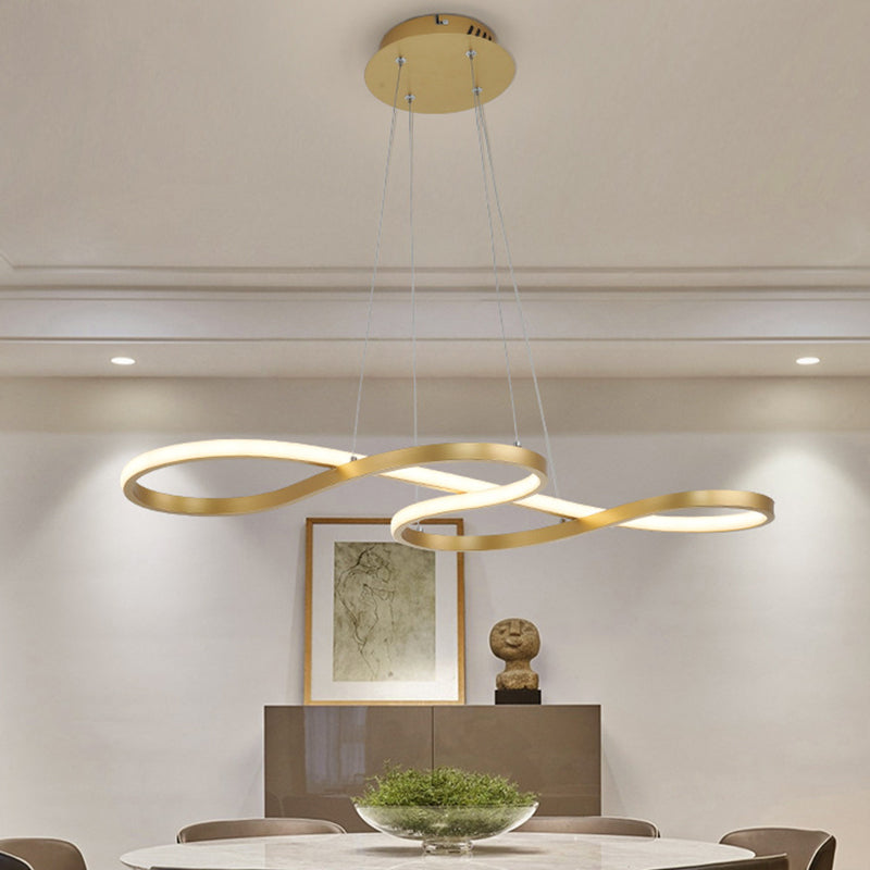 Twisty Pendant Chandelier Simplicity Acrylic Gold Finish 24.5"/31.5" Wide LED Hanging Lamp over Dining Table Clearhalo 'Ceiling Lights' 'Chandeliers' 'Modern Chandeliers' 'Modern' Lighting' 1460434