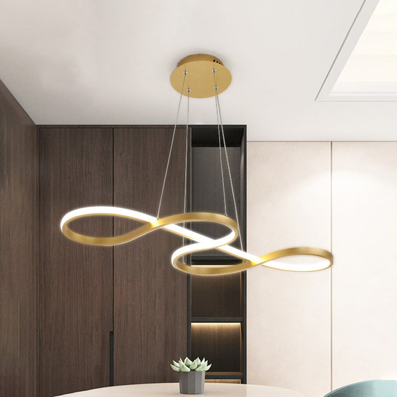 Twisty Pendant Chandelier Simplicity Acrylic Gold Finish 24.5"/31.5" Wide LED Hanging Lamp over Dining Table Clearhalo 'Ceiling Lights' 'Chandeliers' 'Modern Chandeliers' 'Modern' Lighting' 1460436