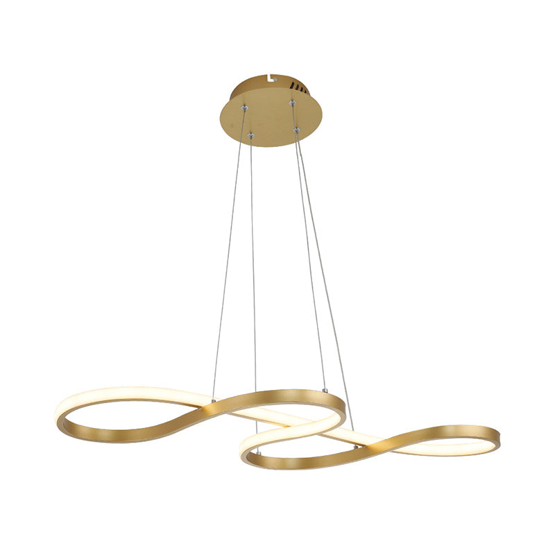 Twisty Pendant Chandelier Simplicity Acrylic Gold Finish 24.5"/31.5" Wide LED Hanging Lamp over Dining Table Clearhalo 'Ceiling Lights' 'Chandeliers' 'Modern Chandeliers' 'Modern' Lighting' 1460437