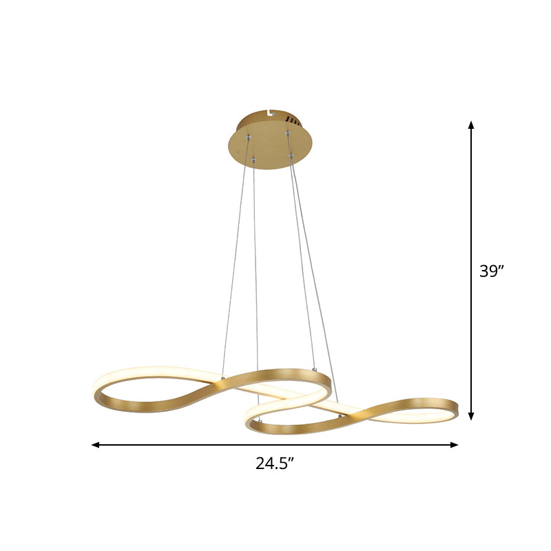 Twisty Pendant Chandelier Simplicity Acrylic Gold Finish 24.5"/31.5" Wide LED Hanging Lamp over Dining Table Clearhalo 'Ceiling Lights' 'Chandeliers' 'Modern Chandeliers' 'Modern' Lighting' 1460438