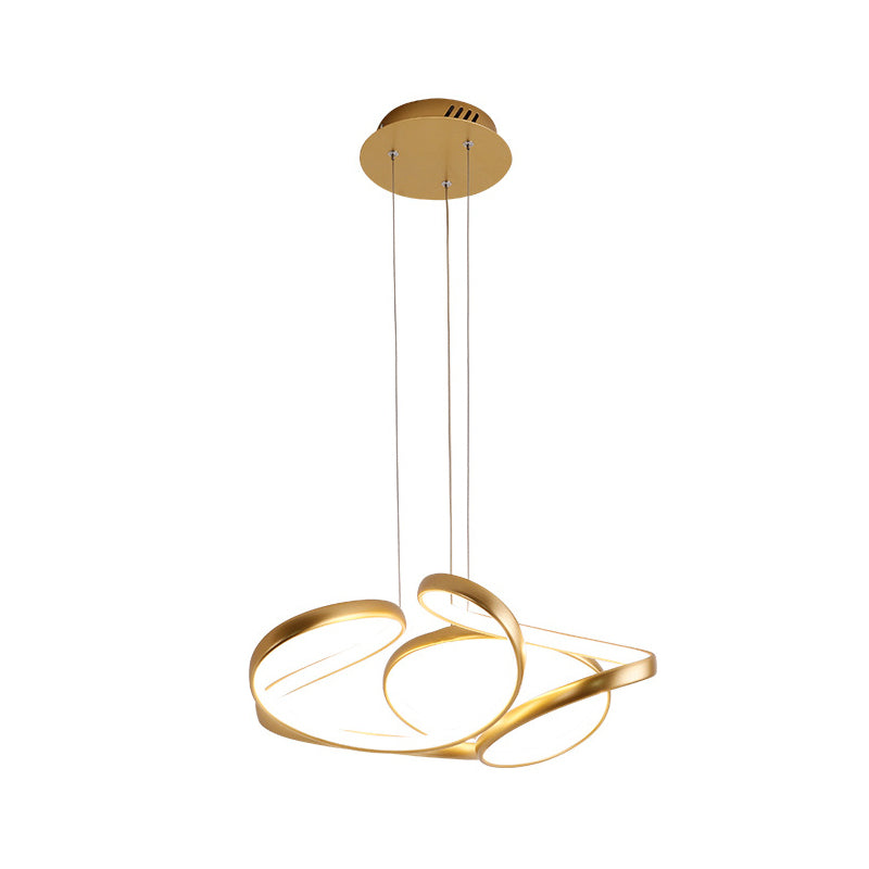 18"/19.5" W Minimalist LED Hanging Light Acrylic Gold/Coffee Seamless Curves Chandelier Pendant Light in Warm/White Light Clearhalo 'Ceiling Lights' 'Chandeliers' 'Modern Chandeliers' 'Modern' Lighting' 1460457