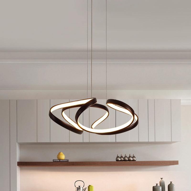 18"/19.5" W Minimalist LED Hanging Light Acrylic Gold/Coffee Seamless Curves Chandelier Pendant Light in Warm/White Light Clearhalo 'Ceiling Lights' 'Chandeliers' 'Modern Chandeliers' 'Modern' Lighting' 1460460