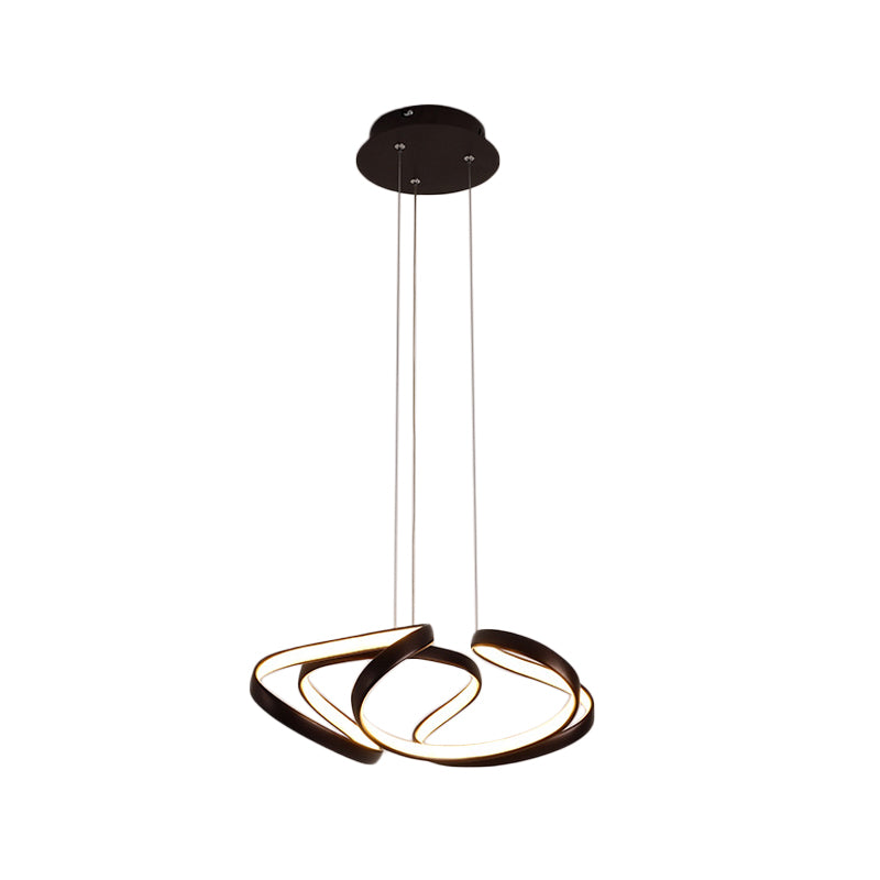 18"/19.5" W Minimalist LED Hanging Light Acrylic Gold/Coffee Seamless Curves Chandelier Pendant Light in Warm/White Light Clearhalo 'Ceiling Lights' 'Chandeliers' 'Modern Chandeliers' 'Modern' Lighting' 1460462
