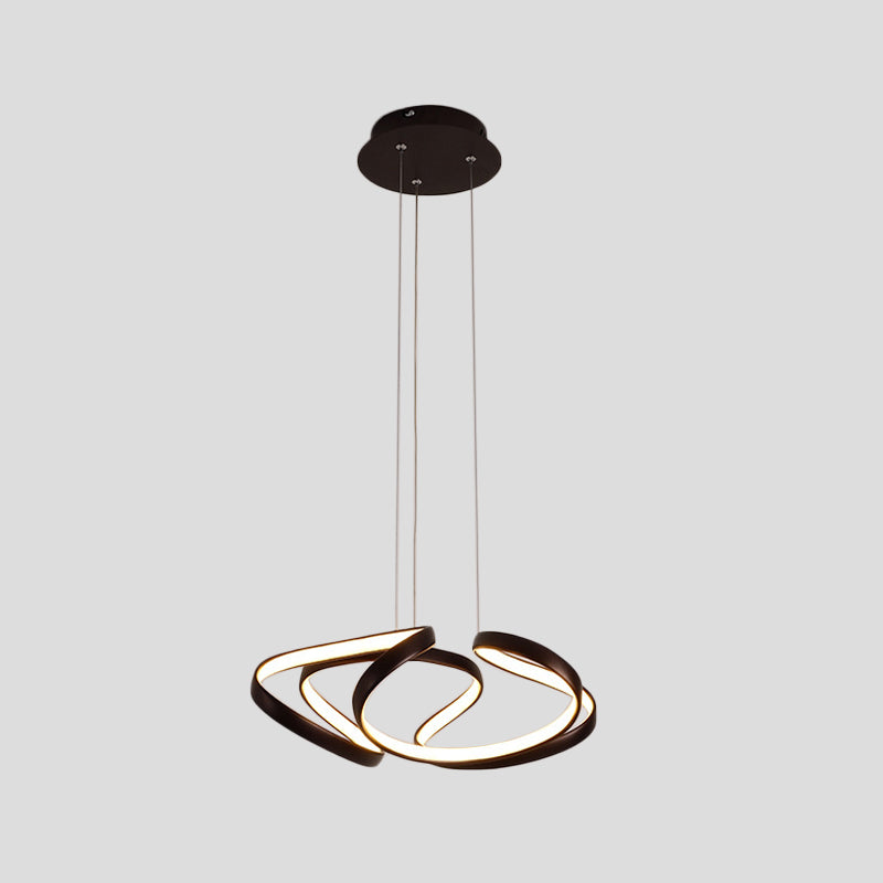 18"/19.5" W Minimalist LED Hanging Light Acrylic Gold/Coffee Seamless Curves Chandelier Pendant Light in Warm/White Light Clearhalo 'Ceiling Lights' 'Chandeliers' 'Modern Chandeliers' 'Modern' Lighting' 1460463