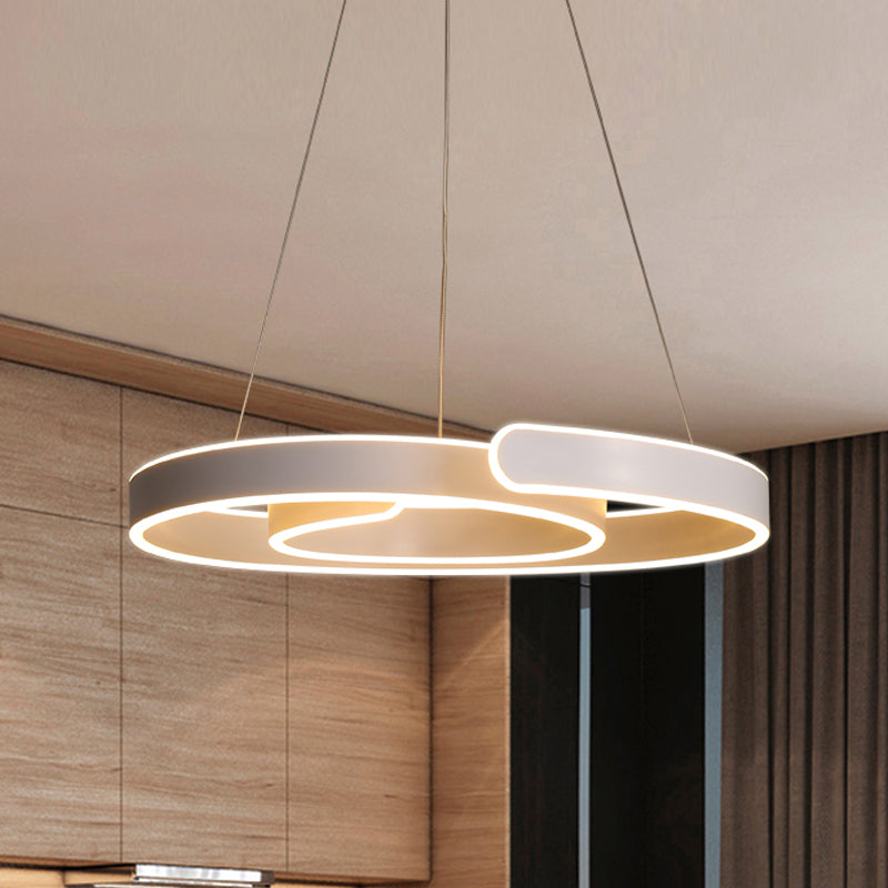 White Swirled LED Pendant Light Minimalism Acrylic Chandelier in Warm/White Light for Restaurant Clearhalo 'Ceiling Lights' 'Chandeliers' 'Modern Chandeliers' 'Modern' Lighting' 1460464