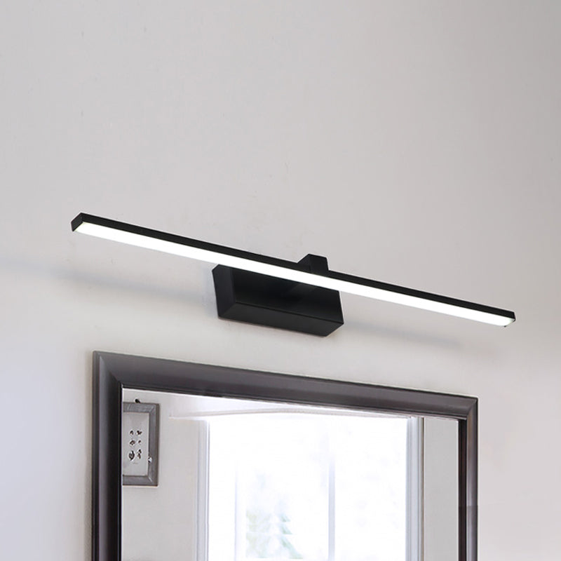 Iron Stick Vanity Mirror Light Simplicity Black/White LED Wall Mounted Lamp for Bathroom, 16/19.5/23.5 Inch Long Clearhalo 'Modern wall lights' 'Modern' 'Vanity Lights' 'Wall Lights' Lighting' 1460501
