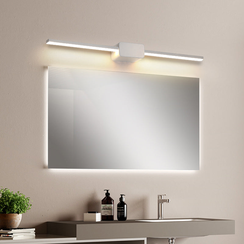 White Rectilinear Wall Sconce Light Simple Iron 16/23.5/31.5 Inches Long LED Vanity Lamp in Warm/White Light Clearhalo 'Modern wall lights' 'Modern' 'Vanity Lights' 'Wall Lights' Lighting' 1460511